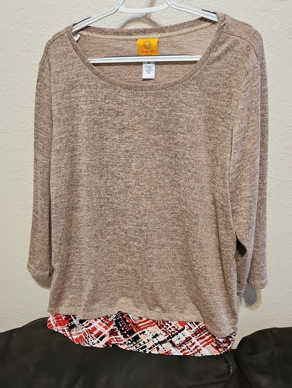 Women's Taupe Layered Knit Top